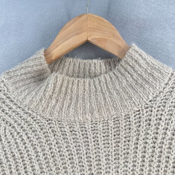 Oak + Fort Womens Sweater Dress Small Beige Tunic High Neck Casual Relaxed Fit - Picture 3 of 16